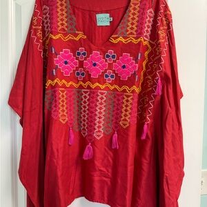 Judith March Red Embroidered Women's Top
Sz Small (oversized)